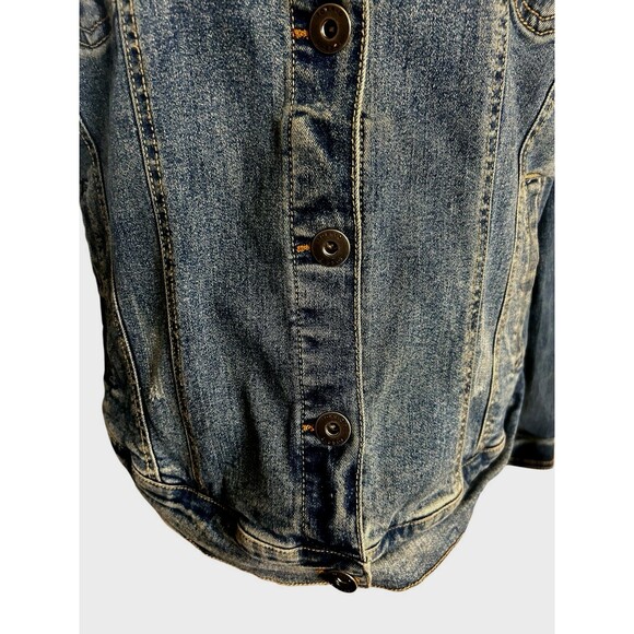 Torrid Denim Trucker Jean Jacket Womens Blue DIstressed Stretch Pockets Plus 00 - Picture 5 of 13